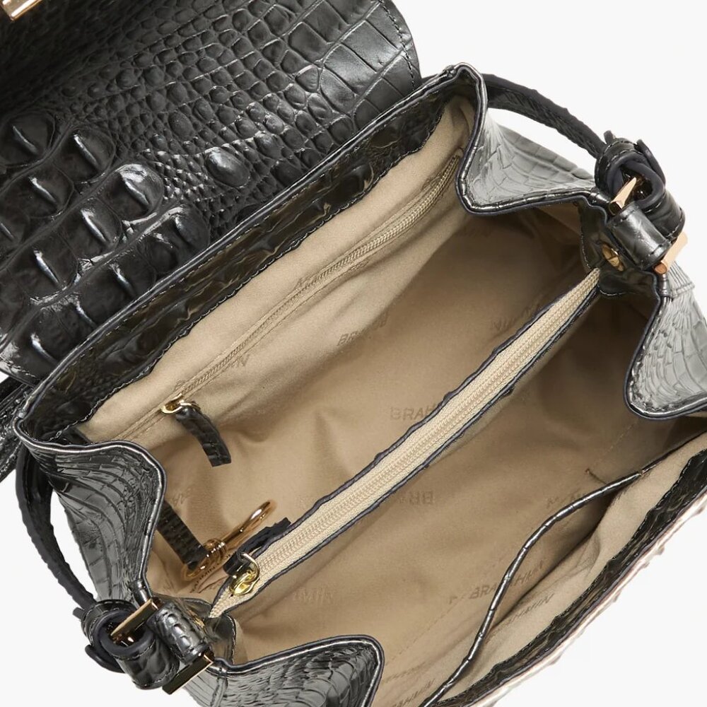 ✅ Brahmin MARGO CHARCOAL NOTTINGHAM Leather Satchel ✨NWT, COA, DUST BAG - Picture 8 of 16